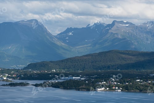 Preview: Summer landscape in Norway, view from the Aksla mountain in the city of Alesund
