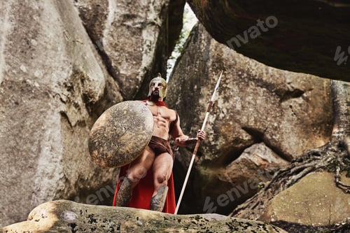 Preview: Confident man in gladiator outfit