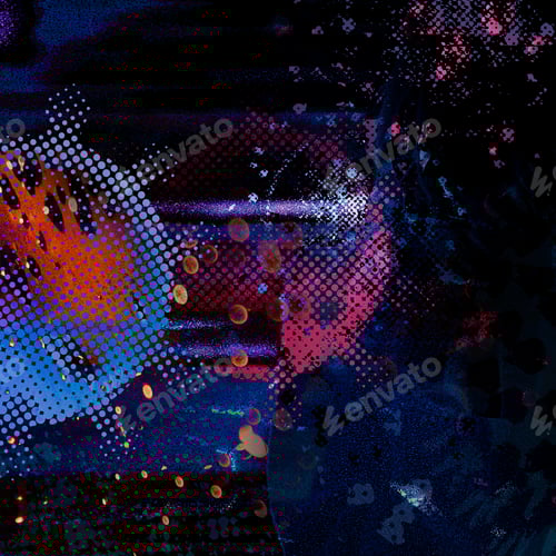 Preview: Red and blue halftone coronavirus remix illustration social ad