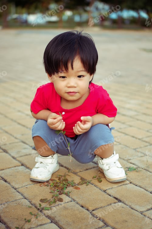 Preview: Cute Boy playing in the park, Sweet Little baby boy enjoying