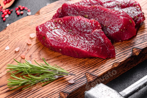 Preview: Raw fresh marbled meat Steak on a dark background
