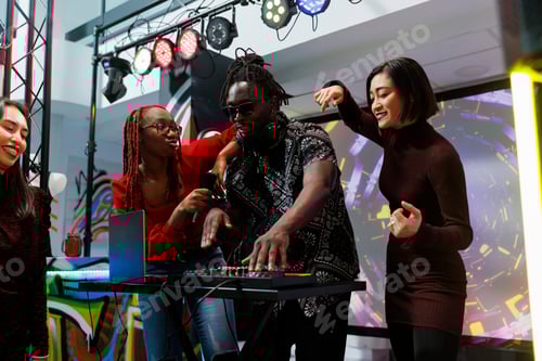 Preview: Music band using dj station and dancing