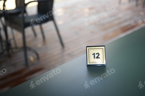 Preview: 14 number sign number on cafe table .