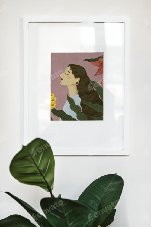 Preview: Picture frame with artwork mockup on a wall
