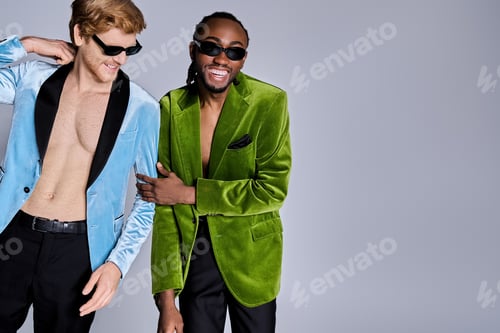 Preview: Dynamic Duo: Multicultural Men in Elegant Pose