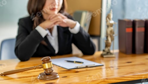 Preview: Attractive young lawyer in office Business woman and lawyers discussing contract papers with brass s