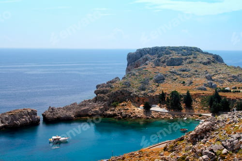 Preview: Sea bay with yachts. Lindos