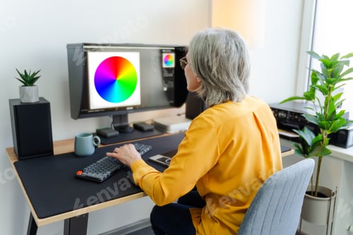 Preview: Graphic designer, editor, retoucher using graphic tablet sitting at workplace