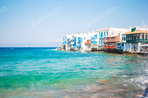 Preview: Beautiful Little Venice in Mykonos Island on Greece, Cyclades