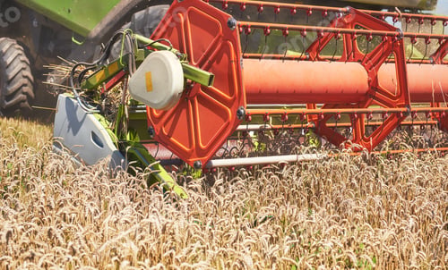 Preview: close view of modern combine harvester in action