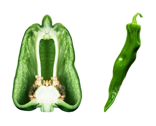 Preview: Cut Green Bell Pepper and hot green pepper