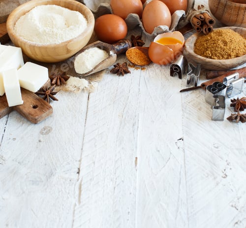 Preview: Ingredients and utensils for baking cookies
