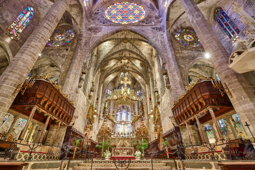 Preview: Palma de Mallorca cathedral apse and rose window. Spanish heritage