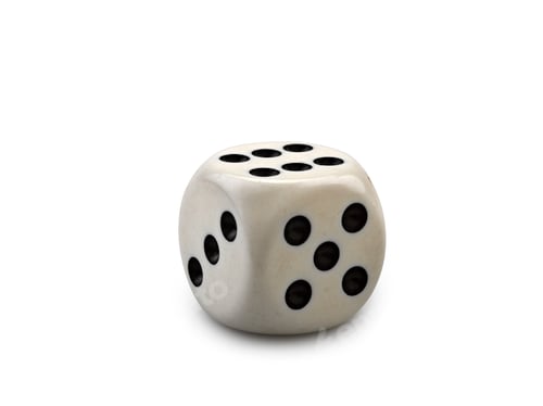 Preview: Old and used dice isolated on white background