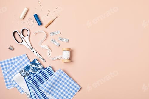 Preview: Sewing supplies and accessories for needlework. Craft hobby background