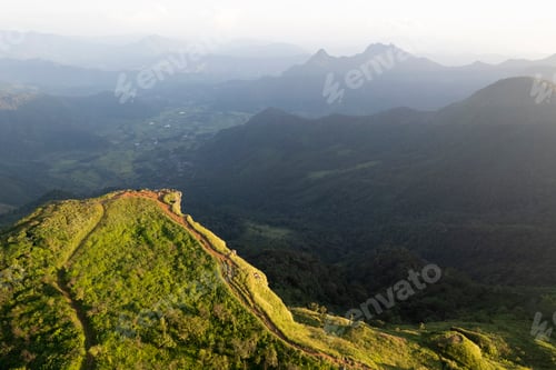 Preview: Top view Landscape of Morning Mist with Mountain Layer