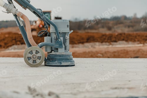Preview: Close-up shot of a concrete grinder on the construction area