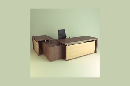 Preview: Rectangular wooden desk and office chair