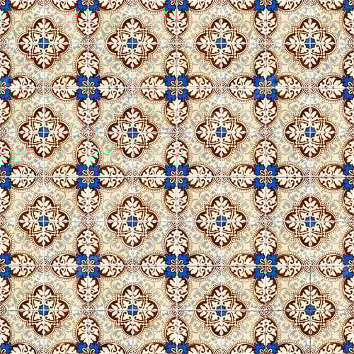 Preview: Decorative Tile Pattern with Blue and Brown Designs