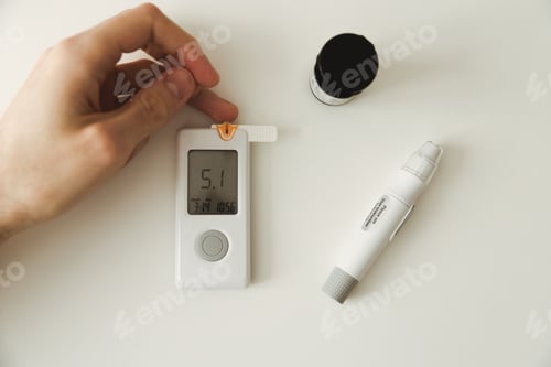 Preview: Testing normal blood sugar with glucometer.