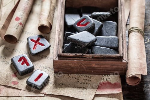 Preview: Magic divination by antique rune stones made of Celtic language