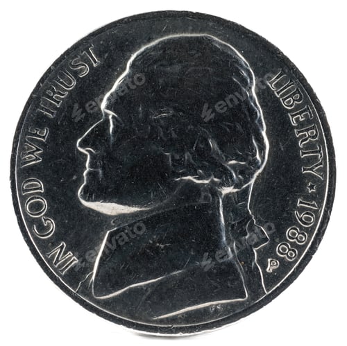 Preview: United States Coin. Five Cent in 1988. Obverse.