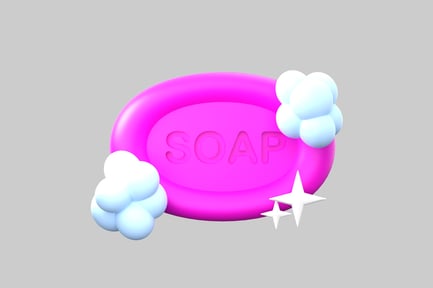 Pink soap with bubble accent