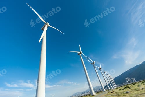 Preview: Dramatic Wind Turbine Farm in the Desert of California.