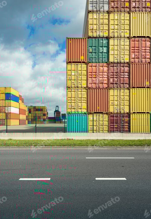 Preview: Shipping containers stacked together
