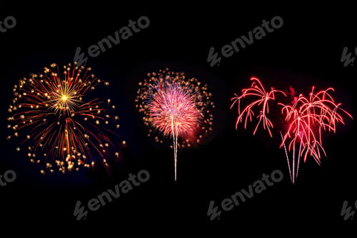 Preview: Shiny colorful fireworks.