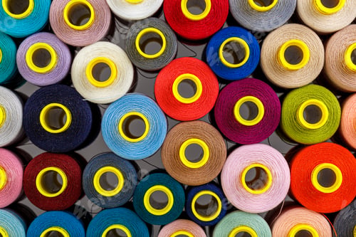 Preview: set of multi-colored spools of thread for sewing