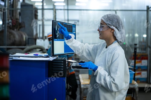 Preview: Food scientist inspecting canned fish production line