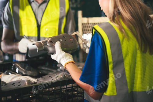 Preview: Group of Diverse Warehouse Workers Working Together to Quality Control in Factory.