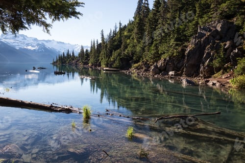Preview: Landscape at the Glacier Lake in the mountains. Canadian nature background