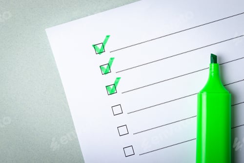 Preview: Check list and green marker