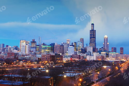 Preview: Buildings in downtown urban city skyline. United States or USA