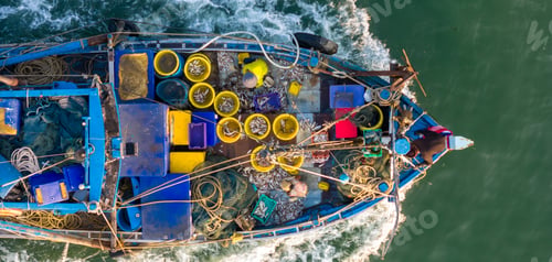 Preview: Fishing boat in the ocean for catching fish all a long night - at Thailand.