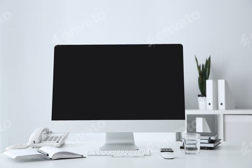 Preview: Stylish workplace with modern computer on desk