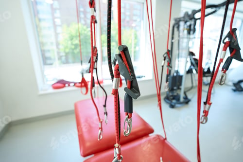 Preview: Gym interior with suspension-based training system for physical therapy session