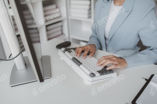 Preview: Person is looking at the meeting summaries, the executive secretary is reviewing the information and