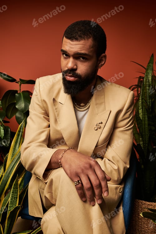 Preview: Stylish man embodies summer vibes with elegant fashion in vibrant surroundings