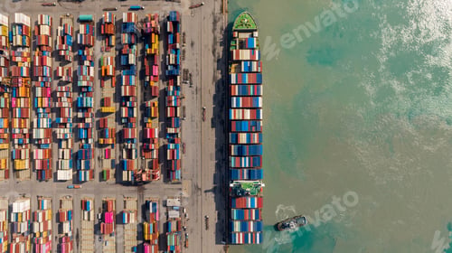 Preview: Aerial view container cargo ship maritime freight shipping by container cargo ship, Global business.