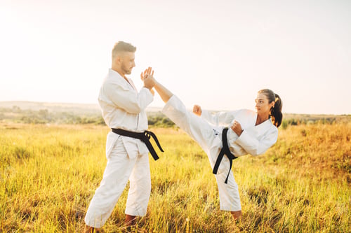 Preview: Female karate on training with male instructor