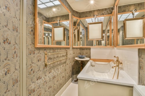 Preview: Interior of bathroom with white bathtub and toilet
