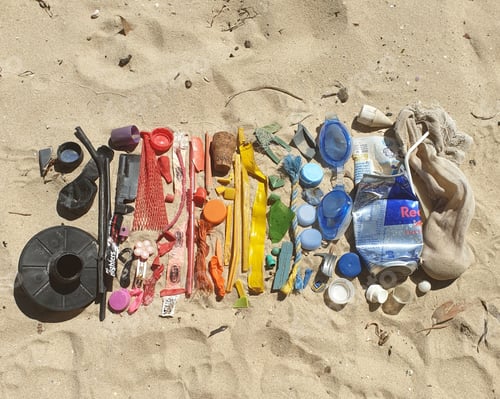 Preview: Beach clean up,collection of trash and plastic pollution on sand