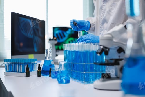 Preview: Scientist performing laboratory experiment on dna research