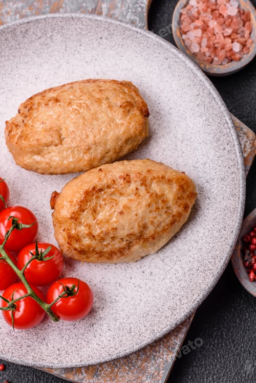 Preview: Delicious fresh fried minced cutlets with spices and herbs