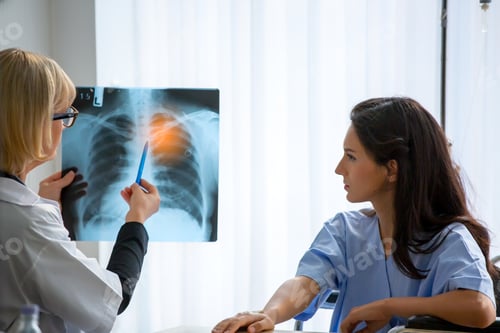 Preview: Female doctor advising patient in hospital office during regular medical exam, healthcare concept.