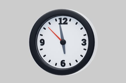 Preview: Analog clock with red second hand and gray hour hand