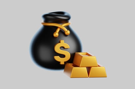 Preview: Cartoon money bag and gold